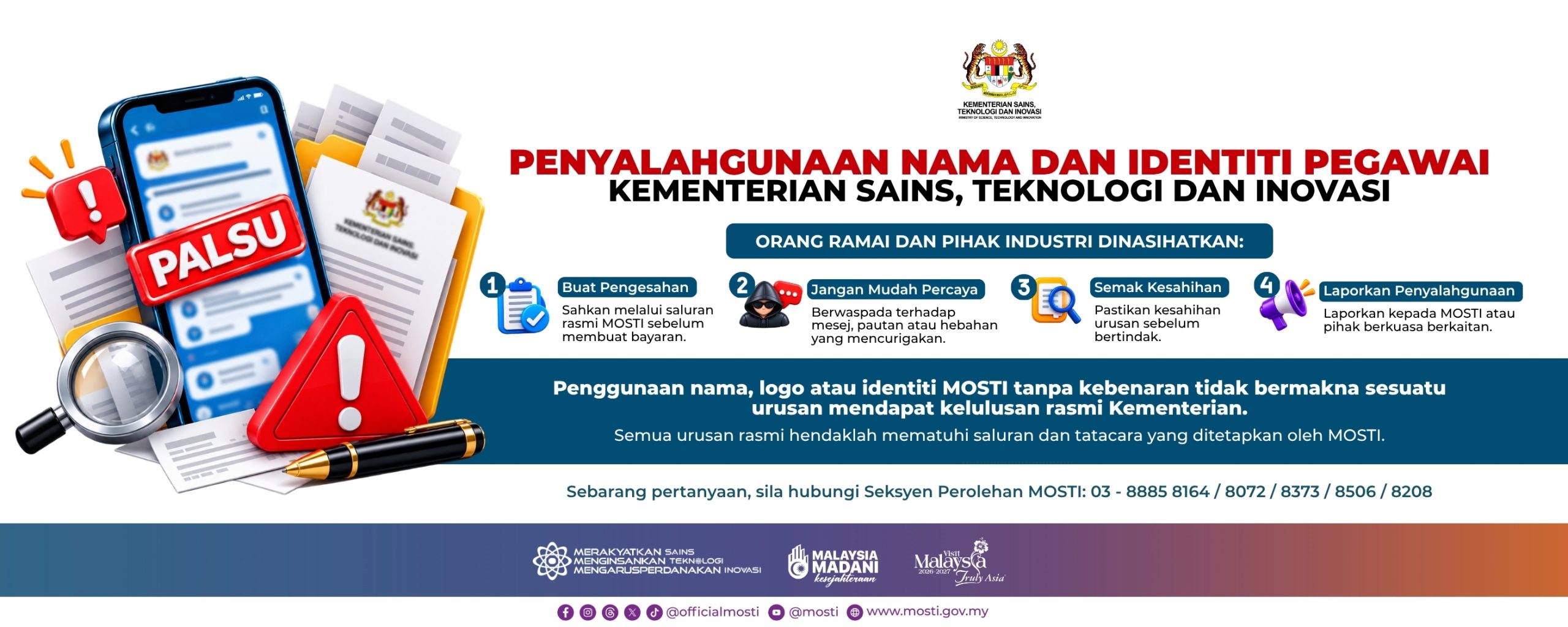 Penyalahgunaan Nama dan Identiti Pegawai MOSTI